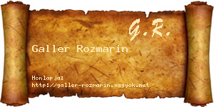 Galler Rozmarin névjegykártya
